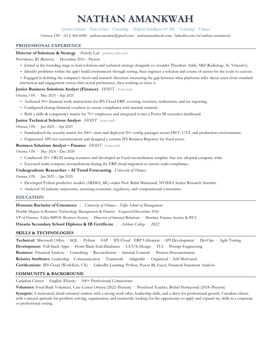 Nathan Amankwah resume preview